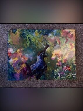 Abstract Blue Bird Home Art Canvas Print